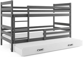 Supermobel Pat supraetajat RAFAL 3 + saltea + somieră GRATIS, 90x200 cm, grafit,alb