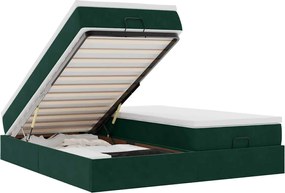 vidaXL Cadru de pat otoman cu saltele Verde închis 160x200cm catifea