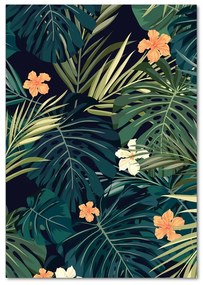 Tablou pe pe sticlă flori Hawaii