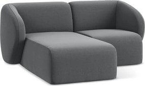 Colțar gri cu tapițerie din catifea (cu colț pe partea stângă/cu șezlong) Lani – Makamii