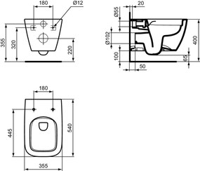 Vas WC suspendat Ideal Standard I.life si spalare B Rimless, alb - T461401