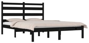 Cadru pat 5FT King Size, negru, 150x200 cm, lemn masiv de pin Negru, 150 x 200 cm