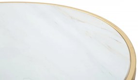 Masuta auxiliara carrara alb/aurie din metal si MDF, ∅ 55 cm, Double Ring Mauro Ferretti
