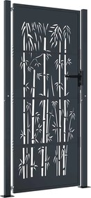 vidaXL Poartă de grădină antracit 100x200 cm oțel design bambus