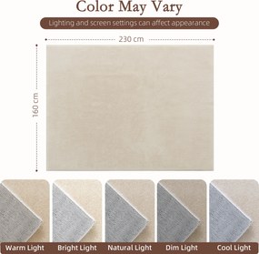 HOMCOM Covor Living 160x230 cm Lavabil la Mașina de Spălat Fire Lungi Stil Modern Covoraș pentru Camera de Zi Dormitor Crem | Aosom Romania