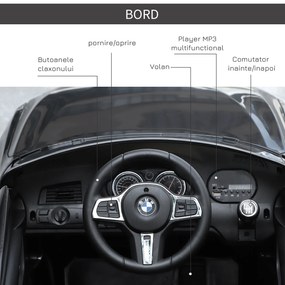 BMW Mașină Electrică 6V cu Telecomandă HOMCOM, Neagră, pentru Copii, Design Sportiv și Funcții Interactive | Aosom Romania