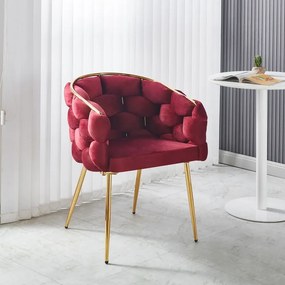 RESIGILAT- Scaun dining, tapiterie catifea, cadru metalic auriu, Violet