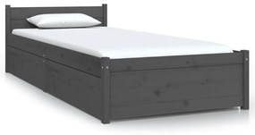 3103475 vidaXL Cadru de pat cu sertare, gri, 75x190 cm 2FT6 mic, single