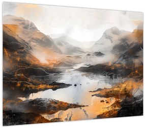 Tablou pe sticlă - Pictura peisajelor montane (70x50 cm)