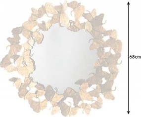 Oglinda de perete decorativa Ginkgo Leafs 70cm, auriu