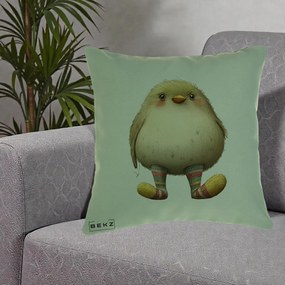 Perna Decorativa Pui Pufos cu Sosete Dungate, 40x40 cm, Verde, Husa Detasabila, Perna Inclusa, BEKZ®