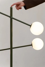 Lampadar cu 4 globuri sticla si metal verde Copenhagen