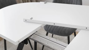 Mazzoni Masă ovală extensibilă ALMO Alb Mat / picioare negre