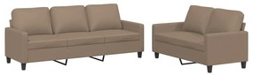 3201422 vidaXL Set de canapele cu perne, 2 piese, cappuccino, piele ecologică