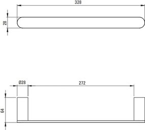 ROUND Suport pentru prosoape de perete - 300 mm finisaj negru ADR_N611