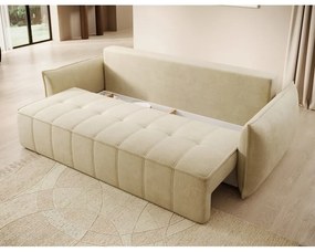 Canapea bej extensibilă/cu spațiu de depozitare cu tapițerie din catifea 242 cm Weltton – ELTAP