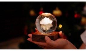 Veioză maro închis LED cu intensitate reglabilă din lemn de nuc cu abajur din sticlă (înălțime 12 cm) Amber – Gingko