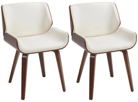 HOMCOM Set de 2 scaune pentru sufragerie stil vintage șezut tapițerie sintetică 51,5 x 53 x 79,5 cm alb maro | Aosom Romania