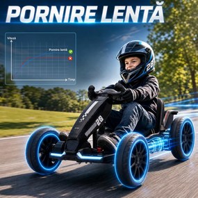 AIYAPLAY Go-Kart Electric pentru Copii 12V cu 2 Motoare, Negru | Aosom Romania