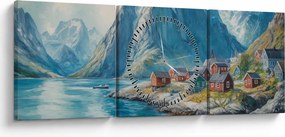 Tablou - Sat norvegian (cu ceas) (90x30 cm)