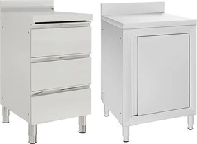 vidaXL Dulapuri de bucătărie comerciale, 2 buc., oțel inoxidabil