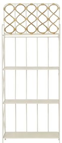 Etajera din metal si rattan, 4 rafturi, H160 cm, Roseraie White