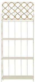 Etajera din metal si rattan, 4 rafturi, H160 cm, Roseraie White