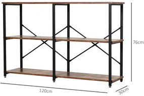 Raft stil industrial HOMCOM, 3 nivele, 120x30x76cm | Aosom RO