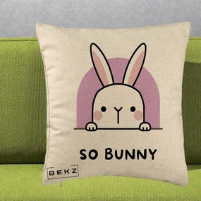 Perna Decorativa So Bunny Kawaii, 40x40 cm, Bej, Husa Detasabila, Perna Inclusa, BEKZ®