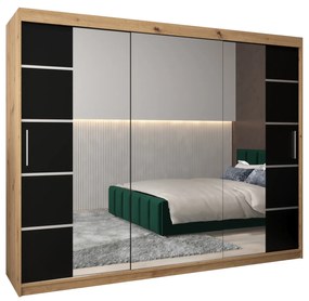 Dulap de haine 250 cm Verika 4 250 (stejar artisan + negru). 1064316