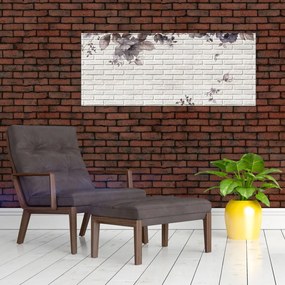 Tablou cu perete și buchet (120x50 cm)