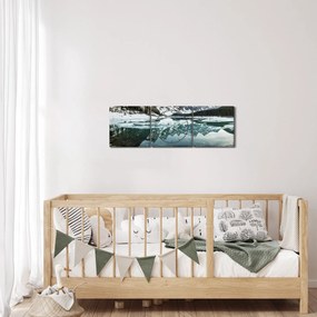 Tablou - lacul iarna (cu ceas) (90x30 cm)