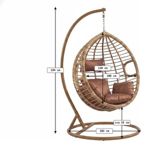 Scaun suspendat BORNEO cu suport, maro