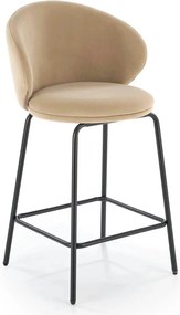 Scaun bar cu spatar inalt H121, bej - Mavel 38/negru, stofa catifelata
