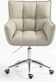 HR560K Scaun Ecru Piele Ecologica Premium Soft cu Bază Cromata