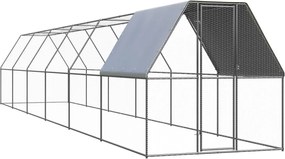 vidaXL Coteț de exterior pentru păsări, 2x12x2 m, oțel zincat