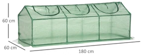 Mini sera gradina pentru plante, legume, fructe cu 3 ferestre tip rulou si protectie PE Anti-UV, verde 180x60x60cm Outsunny | Aosom Romania