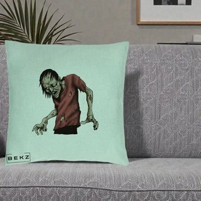 Perna Decorativa Halloween Zombie Infricosator, 40x40 cm, Verde Menta, Husa Detasabila, Perna Inclusa, BEKZ®