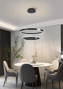Lustra LED Suspendata Cu Telecomanda, 3 Tipuri De Lumina, Inaltime Reglabila, 240W, Negru