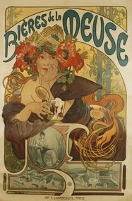 Reproducere Meuse Beer; Bieres de La Meuse, 1897, Mucha, Alphonse Marie