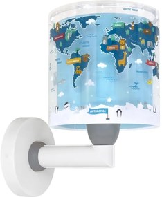 Dalber 40679 - Lampă de perete pentru copii WORLD, 1xE27/15W/230V, albastră