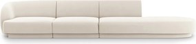 Canapea 4 locuri cotiera dreapta, Miley, Micadoni Home, BL, 325x85x74 cm, catifea, bej deschis