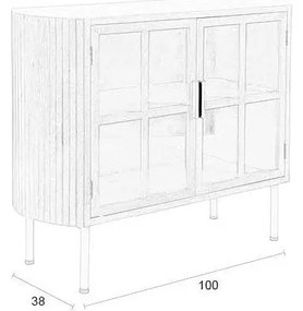 Vitrină în culoare naturală din lemn de arbore de cauciuc 100x80x38 cm Yaz – White Label