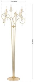 Lampadar stil clasic cu cristale Swarovski Giada auriu mat
