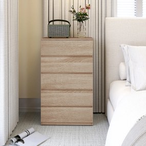 HOMCOM Comodă pentru Depozitare cu 5 Sertare, Comodă Înaltă, Comodă cu Ghidaje Metalice și Mânere Scanalate, Alb | Aosom Romania