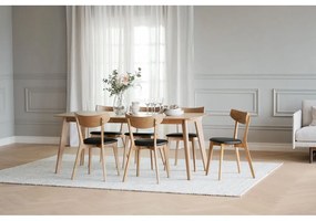 Scaun de dining din lemn de stejar cu șezut negru Rowico Ami, maro