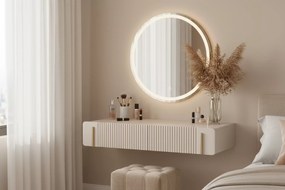 Masă de toaletă Malmi 100 cm suspendată - cașmir / auriu