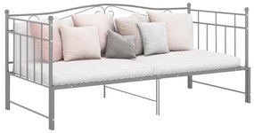 vidaXL Cadru pat canapea extensibilă, gri, 90x200 cm, metal
