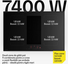 Klarstein Plită flexi cu inducție Velaire cu hotă integrată — elegantă, minimalistă, puternică, 8400 W, 80 cm