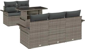 vidaXL Set de canapele pentru grădină cu pernă 6 pcs Gri poliratan